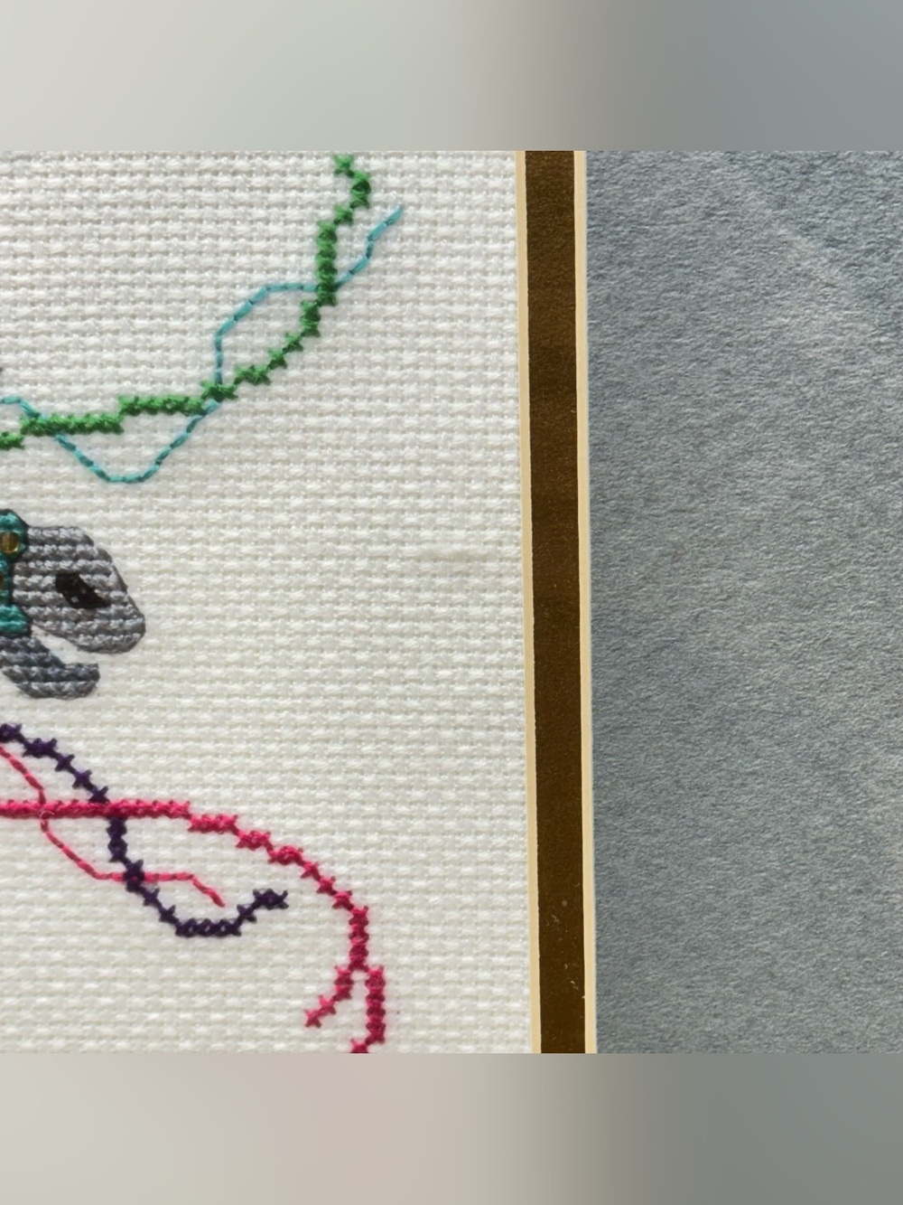 Handmade Cross Stitch Dapple Grey Carousel Horse Wall Art - Picture 3 of 7